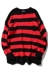 Guochao mùa thu và mùa đông sọc đen và đỏ tương phản màu lỏng đan áo len lỗ phần dài kích thước lớn nam giới và phụ nữ những người yêu thích mặc thủy triều sinh viên cardigan nữ Cặp đôi áo len