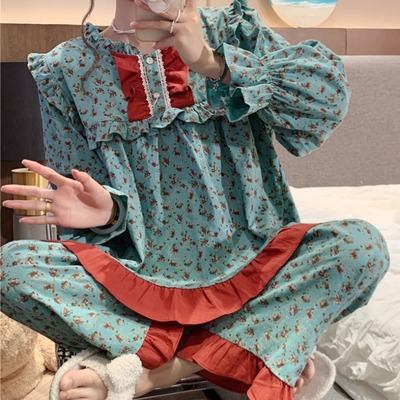 taobao agent Autumn demi-season pijama, floral print, long sleeve, 2023 collection