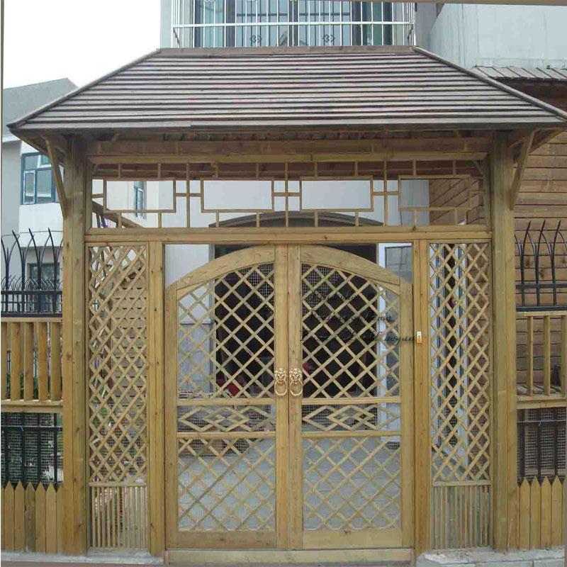 防腐木栅栏实木拱门园艺栅栏门篱笆门院子门拱门木门庭院设计施工