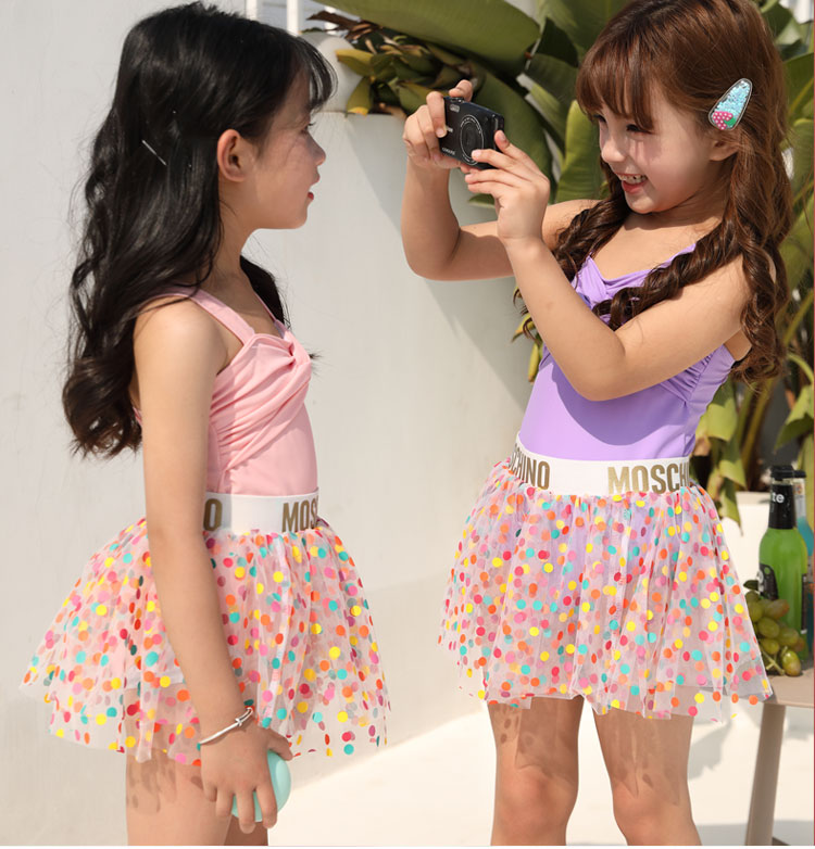 Girl Princess One-Piece Skirt Little Girl Swimwear Student Children's Swimwear Lovely Split Yarn Skirt Wearing Summer