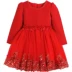 Cô gái mùa xuân màu đỏ dài tay trẻ em hoa cô gái ăn mặc đám cưới tutu váy thêu sinh nhật công chúa váy quần áo hiệu suất