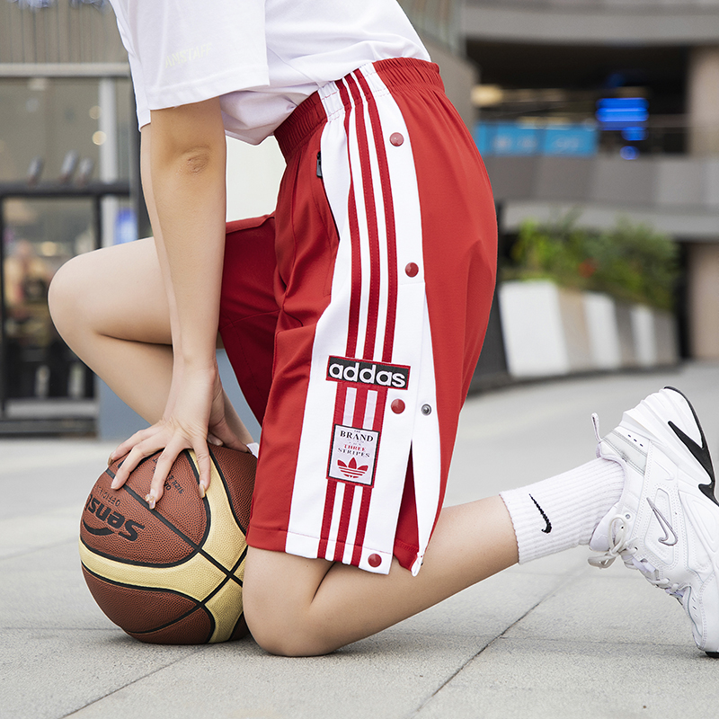 RedSports clover man Button pants female summer easy Straight tube Capris Three bars Basketball Sports pants shorts