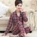 Bộ đồ ngủ mùa thu của phụ nữ cotton dài tay trung niên mùa xuân và bộ đồ hai mảnh mùa thu cộng với phân bón XL béo MM200 kg mẹ chồng l - Pyjama thời trang nam Pyjama