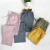 Bộ đồ ngủ cotton Nhật Bản dành cho nữ quần dài mùa xuân và mùa thu mỏng nam cotton đôi gạc kích thước lớn quần nhà giản dị - Quần tây