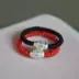 Nhẫn bạc 925 mạ vàng chuyển hạt qua đường vòng dây đỏ dây đen đan tay nam nữ quà tặng Nhẫn