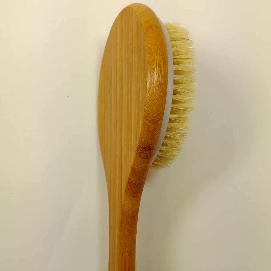 楠竹柄猪鬃浴刷 洗浴刷 按摩刷去角质刷 圆头长柄楠竹浴刷搓背刷