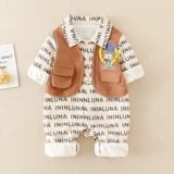 Детское осеннее термобелье для новорожденных, осенний комплект подходит для мужчин и женщин для девочек, боди для выхода на улицу, в западном стиле