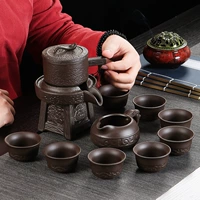 Máy pha trà lười tự động chống vảy cát tím nhà sáng tạo Kung Fu máy nghiền đá đặt nước xoay - Trà sứ bộ ấm pha trà hoa cúc