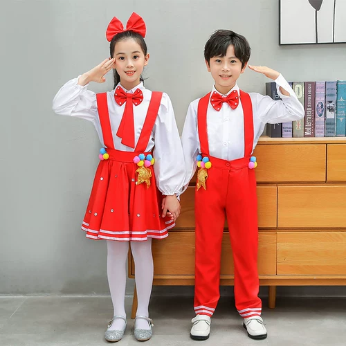 Детское красное платье для школьников подходит для мужчин и женщин, костюм