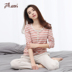 Top 呱呱 đồ ngủ của phụ nữ dài tay phù hợp với phần mỏng ladies cotton nam hàng đầu dưa có thể được đeo bên ngoài các cặp vợ chồng nhà dịch vụ phụ nữ đồ bộ thun lạnh Cặp đôi