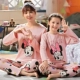 Đồ ngủ trẻ em mùa xuân và mùa thu cô gái cotton dài tay cha mẹ-con và con gái nhỏ cô gái mỏng phần quần áo nhà Trung Quốc phù hợp