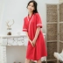Phong cách Nhật Bản đồ ngủ gợi cảm kimono váy ngủ nữ mùa hè cotton dễ thương công chúa phong cách đỏ phục vụ nhà nữ tay áo ngắn - Đêm đầm