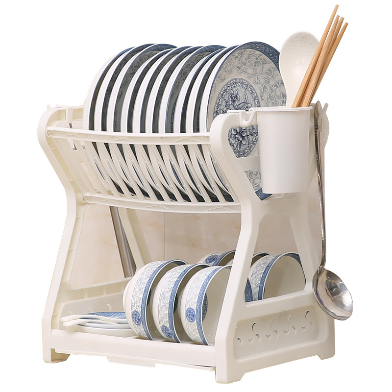 双层碗碟架加厚厨房置物架沥水碗架收纳架家用餐具盘子架碗筷架子