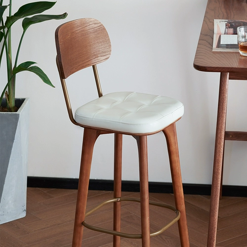 Xi Zuo Retro Bar Designer с твердым деревом стул Современный легкий роскошный железный стул Дом высокий стул высокий
