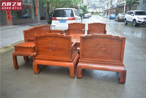 Диван из Мьянмы, комплект из розового дерева, красная мебель