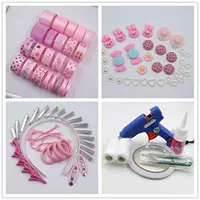 Розовый клей-пистолет, ножницы, клей, широкая цветовая палитра