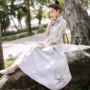 Mùa hè 2019 mới váy organza sườn xám quốc gia phong cách Trung Quốc retro phụ nữ cải tiến váy dài Hanfu cổ tích - Váy dài dam maxi