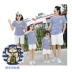 Cha mẹ và con mùa hè ăn mặc nhà t- shirt bông gia đình nhà Hàn Quốc phiên bản của một gia đình ba 18 sọc phim hoạt hình áo sơ mi