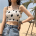 Flushing Han phong cách Chic cao eo mỏng polka dot nhỏ sling tops nữ mùa hè mặc ngọt ngào bằng gỗ tai ngắn vest ao b lo nu ca tinh Áo ba lỗ