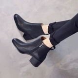 Martens, демисезонные черные утепленные универсальные ботинки в английском стиле, короткие сапоги с квадратным носком, 2023 года, из натуральной кожи, в британском стиле, широкий устойчивый каблук