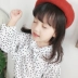 Mùa thu 2018 bé gái mới tay dài chấm bi áo sơ mi trẻ em Hàn Quốc áo sơ mi bé búp bê thủy triều