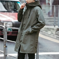 Длинное пальто, демисезонная мужская толстовка с капюшоном для отдыха, ветрозащитный плащ, средней длины, коллекция 2022, увеличенная толщина