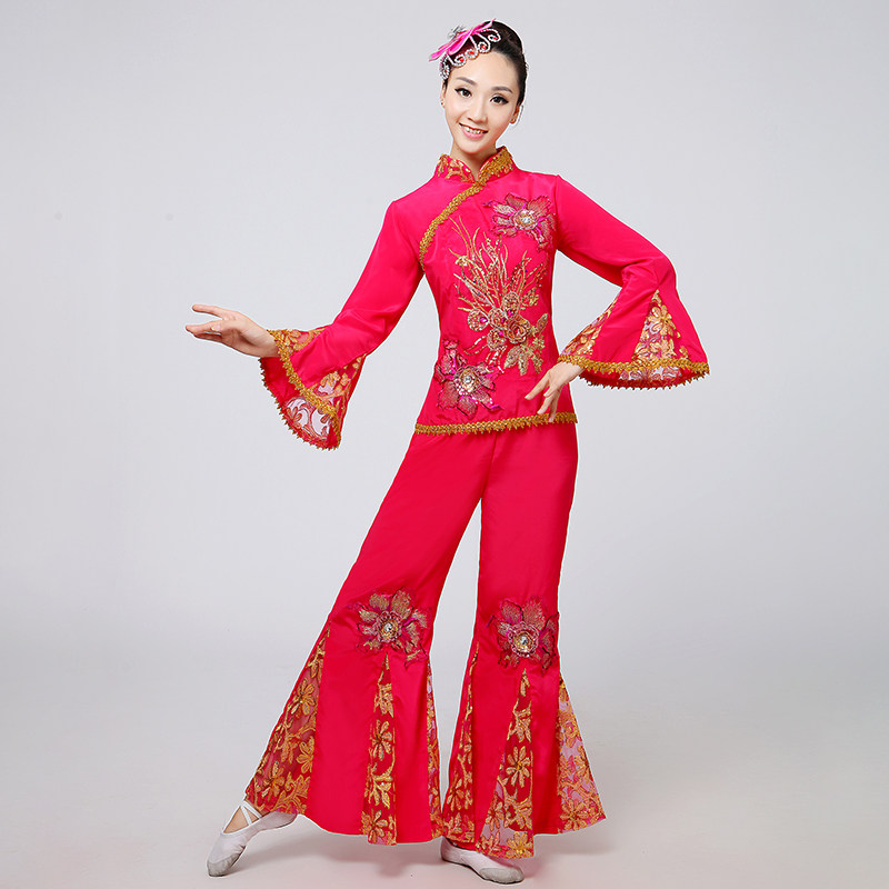 customized 2018 new yangge clothes fan dance costu