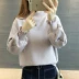 Cộng với áo nhung dày 2018 mới mùa thu đông của phụ nữ áo len nữ ngắn đầu lỏng lẻo phiên bản Hàn Quốc của áo sơ mi chạm đáy hoang dã áo len nữ hàng hiệu Áo len