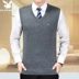Mùa thu và mùa đông cashmere vest nam trung niên của nam giới len áo len vest V-Cổ vest trong người già dày áo len đồ vét nam Dệt kim Vest
