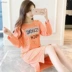 Phiên bản Hàn Quốc của váy ngủ nữ mùa thu đông ngọt ngào dễ thương Bộ đồ ngủ cotton dài tay mùa thu học sinh tươi có thể mặc quần áo ở nhà