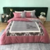 British nhung đơn giản chà nhám bốn mảnh màu phù hợp với biên giới in chăn bao gồm 1,8m ấm mô hình phòng ngủ Bộ đồ giường bốn mảnh