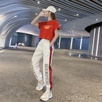S12 Белые красные брюки +6604 Красный костюм с коротким рукавом
