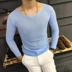 2017 người đàn ông mới của mùa thu áo sơ mi rỗng tính khí Slim dài tay áo len Người Anh giản dị thở mỏng t-shirt