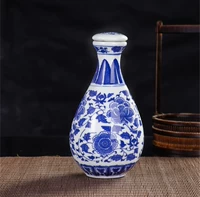 Jingdezhen một nửa catty tải 1 kg màu xanh và trắng Chuanzi sen ngọc chậu gốm mùa xuân chai gốm nhà chai rượu vang bình ly uống whisky