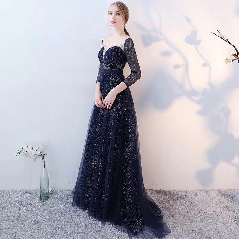 Fitted elegant long evening dress, 2020