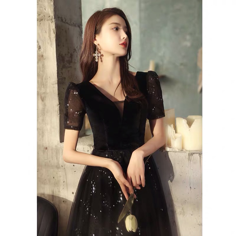 Black evening dress, skirt, 2021 collection, city style, fitted