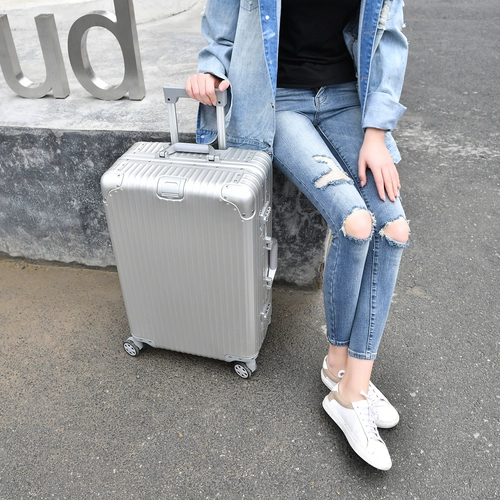 Ретро металлический универсальный чемодан, вместительная и большая коробка, алюминиево-магниевый сплав, 28 дюймов