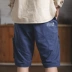 Madden dụng cụ phong cách Nhật Bản Ami, túi lớn năm điểm yếm cổ điển giản dị hoang dã quần short màu xanh