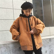 Mùa thu đông 2018 phiên bản Hàn Quốc của những chiếc đồng phục đôi mỏng màu rắn lỏng lẻo đồng phục bóng chày đôi cổ áo len dày nam và nữ thủy triều