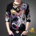 Mùa thu người đàn ông trẻ của phần mỏng in Hàn Quốc áo len dài tay dệt kim cashmere áo len nam dài tay T-Shirt nam quần áo