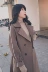 Chanel ca cao eo áo khoác nữ mùa đông dày 2017 mới của Hàn Quốc phiên bản của phần dài chic Hepburn áo khoác nữ Accentuated eo áo