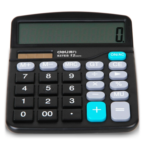 Deli Stactionery 837es Calculator 12 Студент Финансовый учетный учетный компьютер Отправить аккумуляторный калькулятор питания батареи