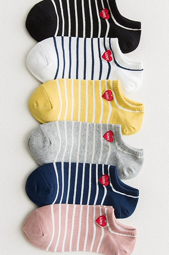 Японские хлопковые носки г -жа SOS, Love вышитые полосатые носки для лодок, универсальные скрытые хлопковые носки DW34