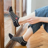 Японские хлопковые носки г -жа SOS, Love вышитые полосатые носки для лодок, универсальные скрытые хлопковые носки DW34