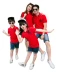 Áo thun đỏ bố mẹ-con lớn tùy chỉnh nhà ngắn tay gia đình một gia đình ba mẹ con gái áo cotton lớp áo quần áo sân vườn