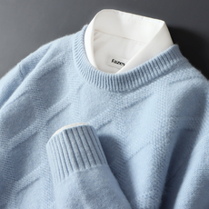 Свитер мужской 羊绒衫男秋冬新款圆领加厚纯色毛衣宽松休闲100%纯羊毛针织打底衫