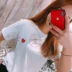 Hàn Quốc mua BTS chống đạn nhóm thanh niên BT21 nam giới và phụ nữ vài mô hình thêu trắng ngắn tay T-Shirt hai mảnh mùa hè Áo phông