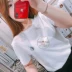 Hàn Quốc mua BTS chống đạn nhóm thanh niên BT21 nam giới và phụ nữ vài mô hình thêu trắng ngắn tay T-Shirt hai mảnh mùa hè áo phông trơn Áo phông
