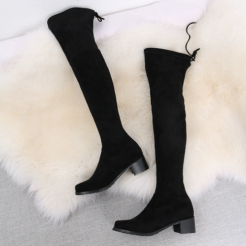 [50 % скидка скидка не будет возвращена] Сломанные ботинки с двором, женщины на колено, добавить тонкие плоские и толстые упругие сапоги