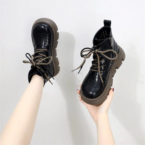 Martens, белые тонкие дышащие туфли для кожаной обуви, высокие короткие сапоги на платформе, коллекция 2023, из натуральной кожи, большой размер